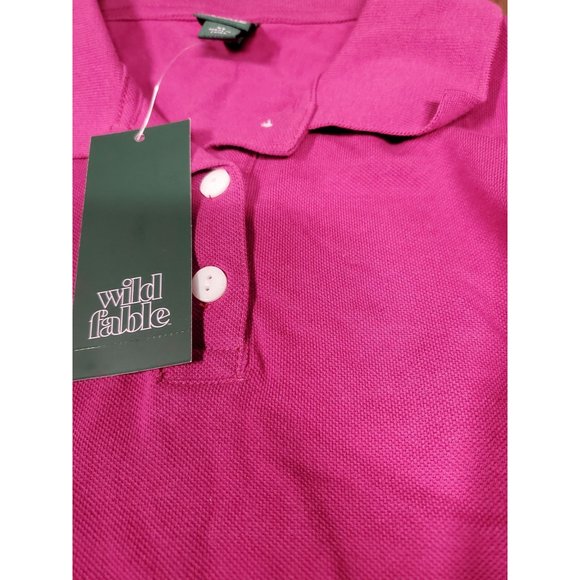 Womens Short Sleeve Boxy Cropped Polo T Shirt Wild Fable Pink XS - Picture 7 of 8